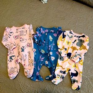 Carters Baby Girl Sleepers Size NB